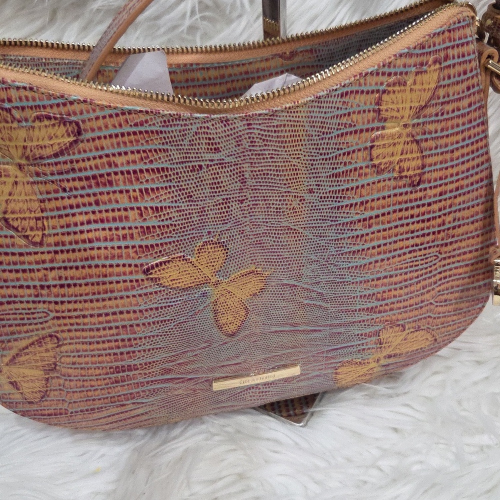 🦋🔹️Brahmin 🔹️ Shayna Crossbody Bag Mandarin Orange Heatwave Butterfly Leather - Picture 10 of 14
